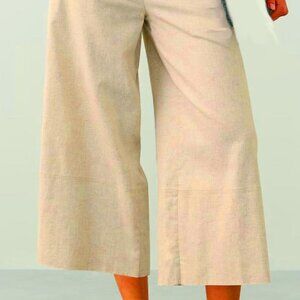 Halston Linen Wide Leg Pants Size L Pockets, cropped trousers mid calf